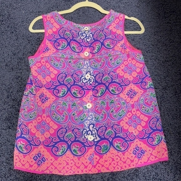 𝅺LILLY Pulitzer Iona Shell Top Silk XS Behind the Gates engineered print - Picture 4 of 5